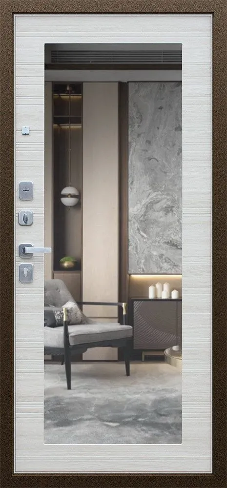 Входная дверь Легион с зеркалом 880*2050 (Легион с зеркалом акация светлая поперечная)