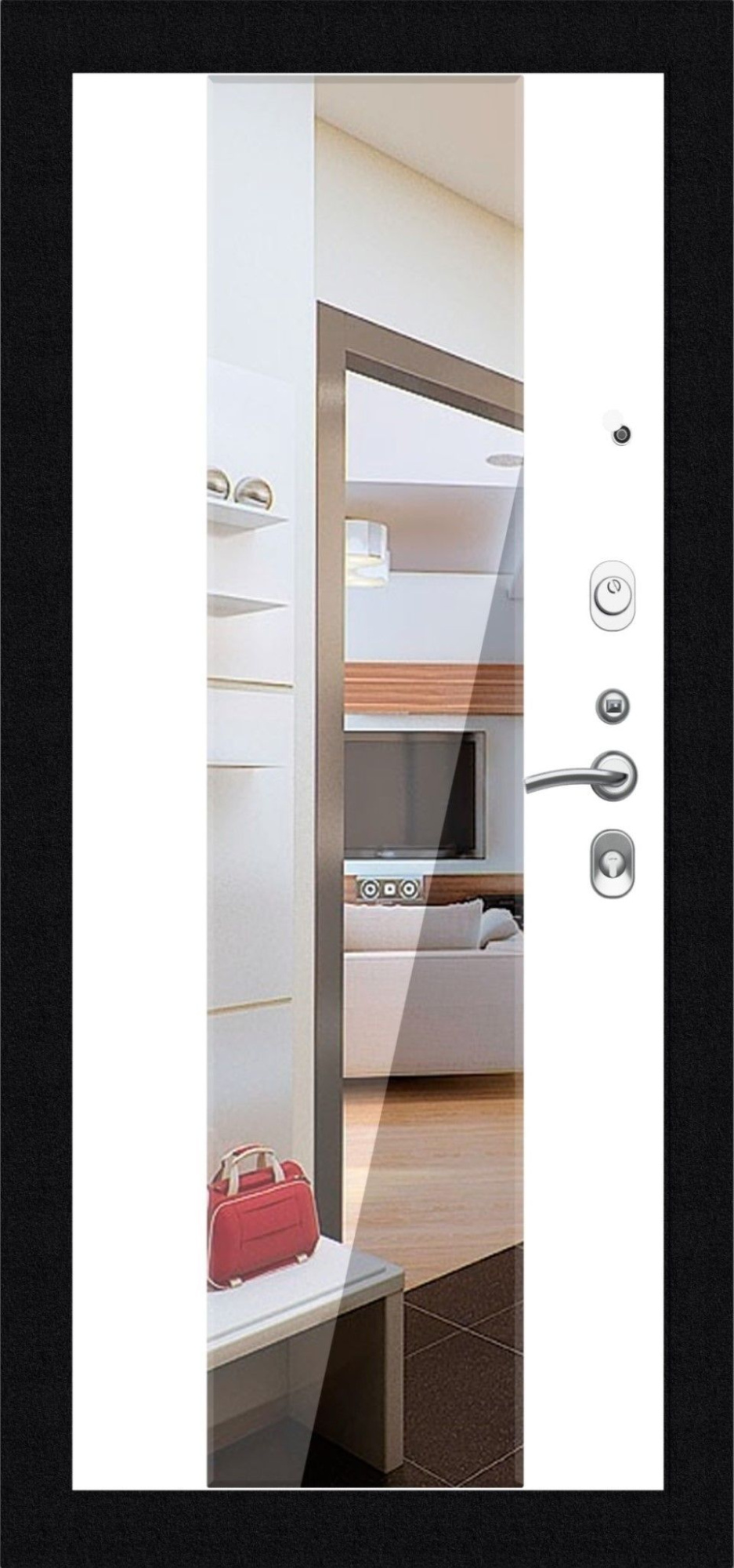 Входная дверь ДИАМАНТ ТЕПЛА 860*2050 (ДИАМАНТ ТЕПЛА пвх белая матовая)